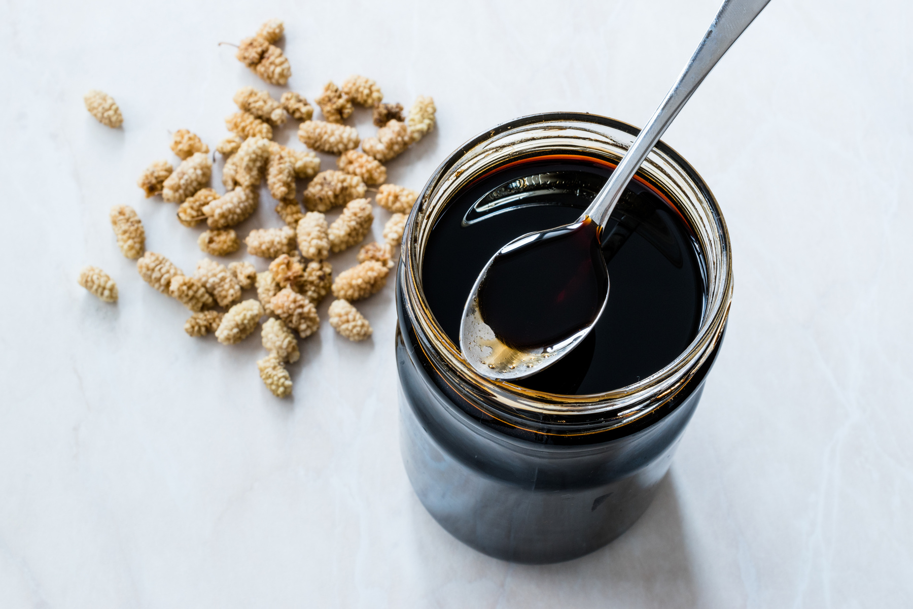 Turkish Mulberry Confiture Molasses Pekmez and Mulberries.